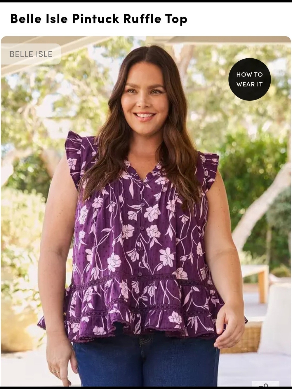 Torrid Purple Floral Pintuck Ruffle Blouse Sz 00/M/L